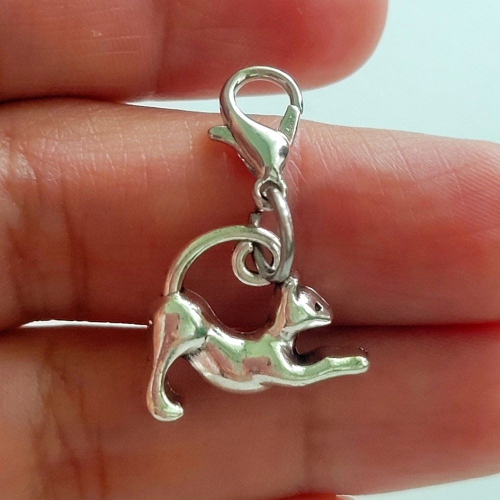 CAT KITTY PLANNER CHARM 3D SILVER CLIPON